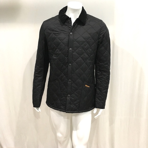 barbour black quilted jacket mens